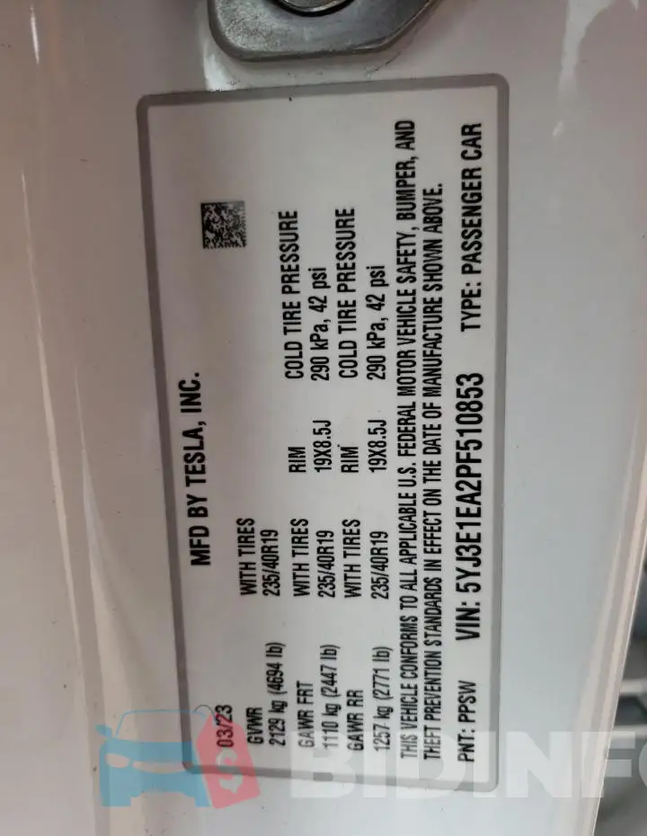 5YJ3E1EA2PF510853 Photo# 12