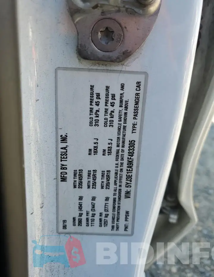 5YJ3E1EA9KF483305 Photo# 12