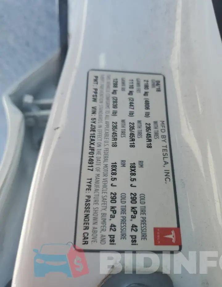 5YJ3E1EAXJF014917 Photo# 13