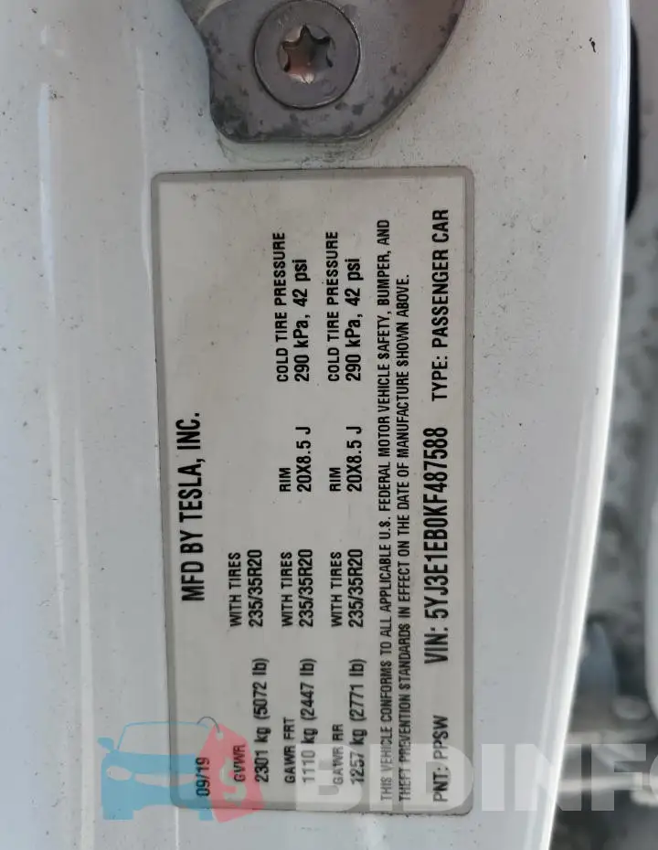 5YJ3E1EB0KF487588 Photo# 12