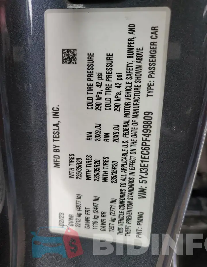 5YJ3E1EC6PF499809 Photo# 12