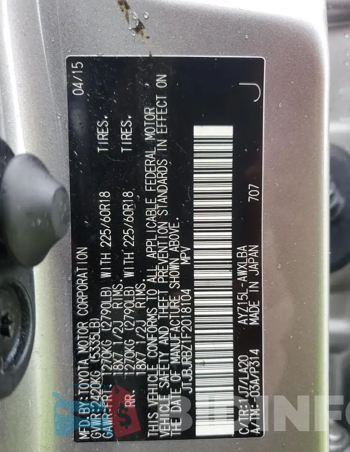 JTJBJRBZ1F2018104 Photo# 13