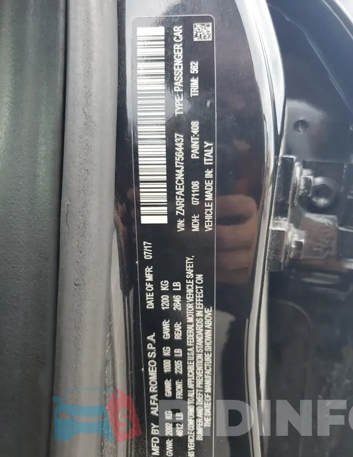 ZARFAECN4J7564437 Photo# 12