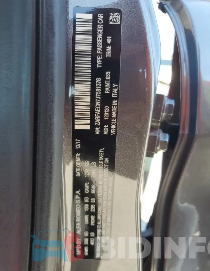 ZARFAECN7J7581376 Photo# 12