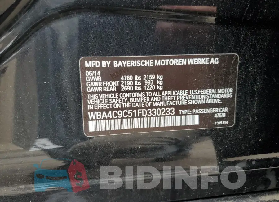 WBA4C9C51FD330233 Photo# 12