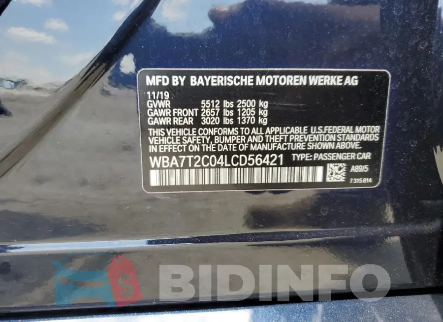 WBA7T2C04LCD56421 Photo# 13