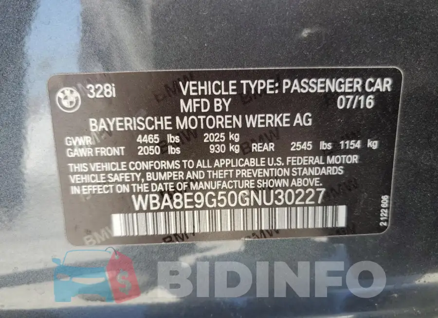 WBA8E9G50GNU30227 Photo# 12