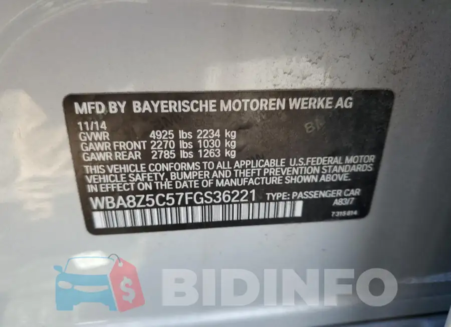 WBA8Z5C57FGS36221 Photo# 12