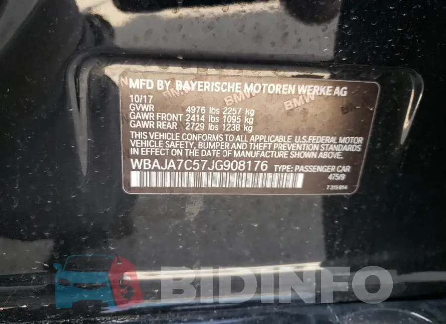 WBAJA7C57JG908176 Photo# 12