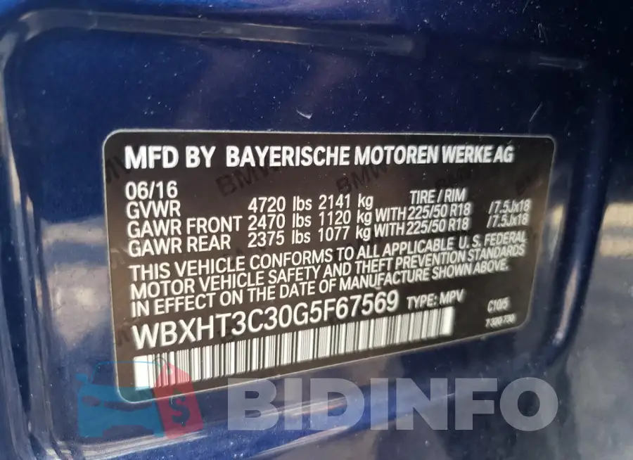 WBXHT3C30G5F67569 Photo# 12
