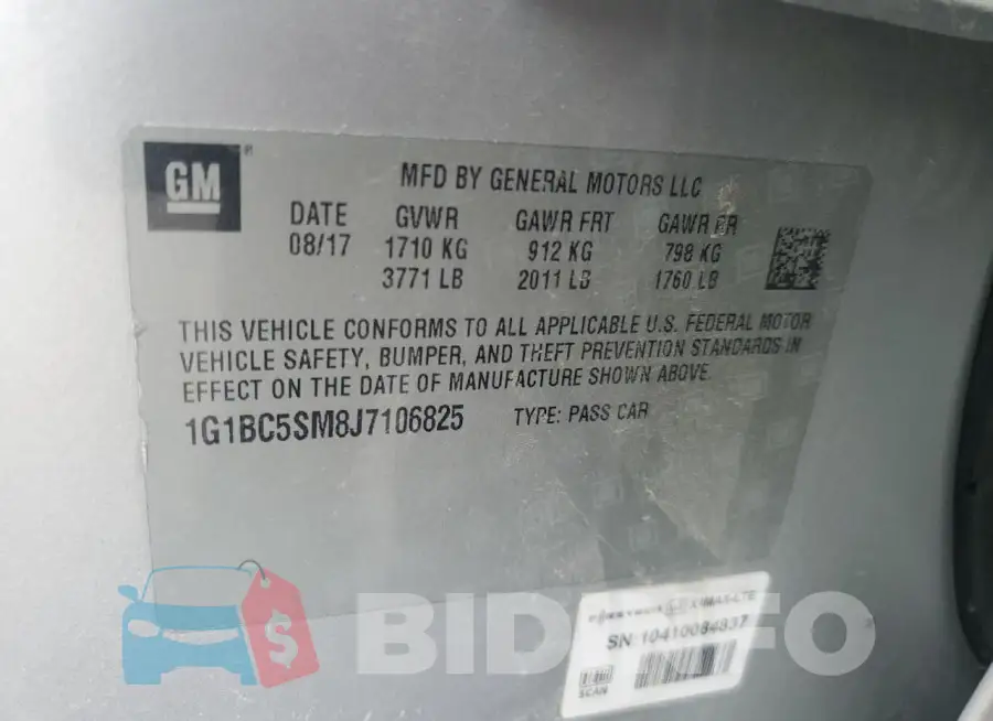 1G1BC5SM8J7106825 Photo# 12
