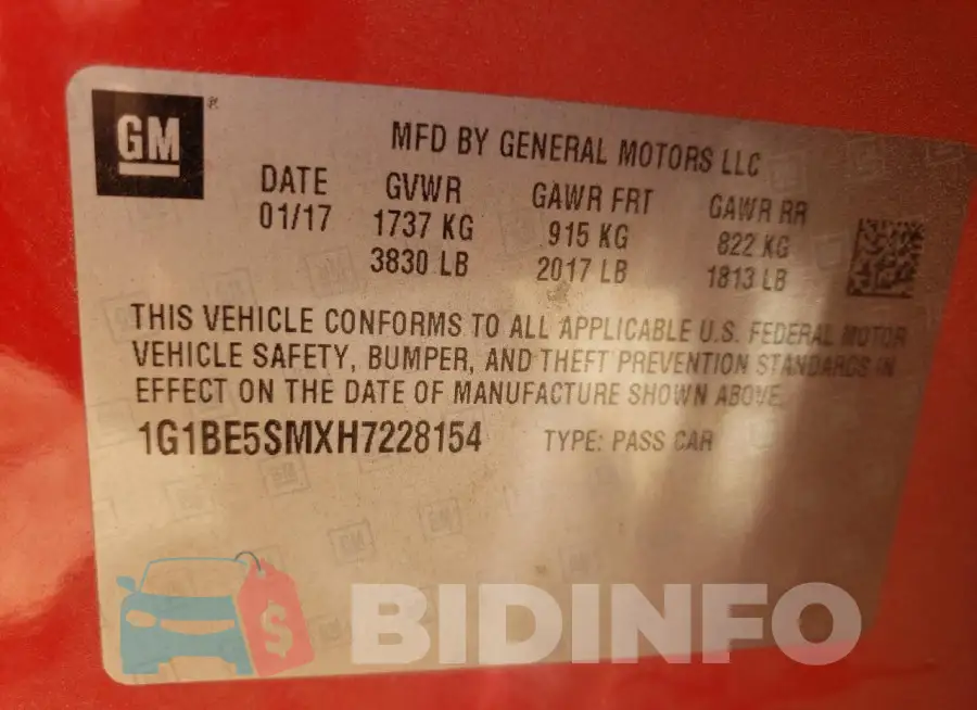 1G1BE5SMXH7228154 Photo# 12