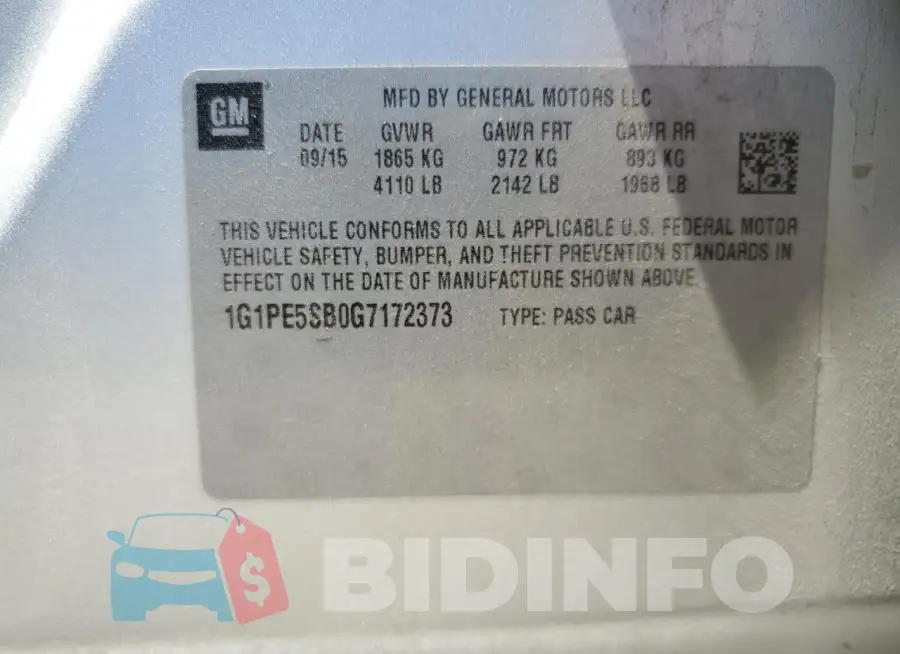 1G1PE5SB0G7172373 Photo# 12