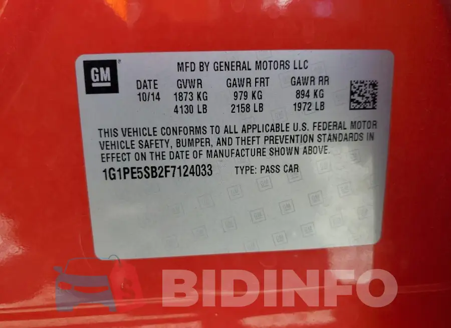 1G1PE5SB2F7124033 Photo# 12