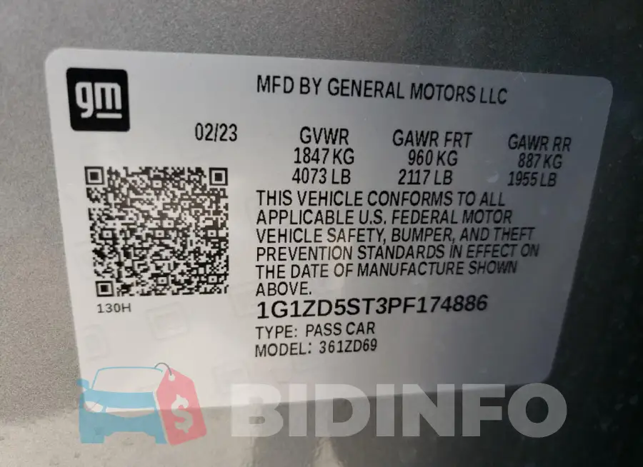 1G1ZD5ST3PF174886 Photo# 13