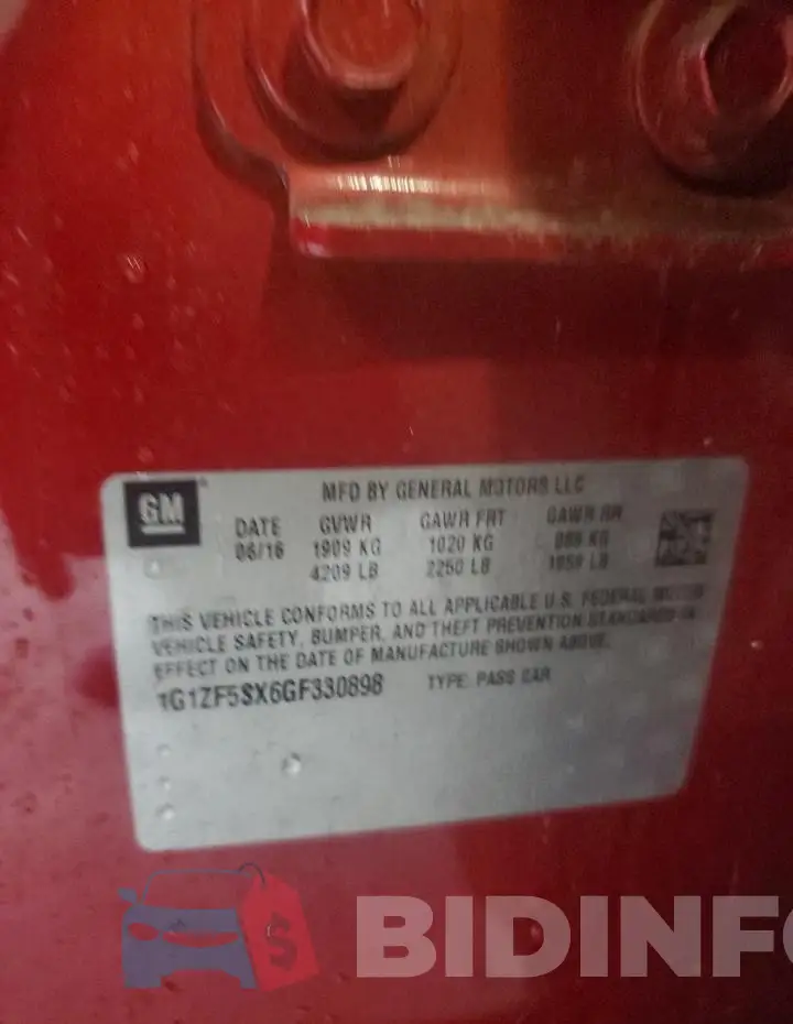 1G1ZF5SX6GF330898 Photo# 12