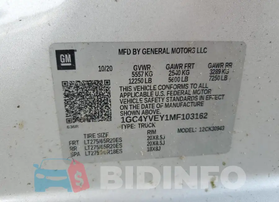 1GC4YVEY1MF103162 Photo# 12