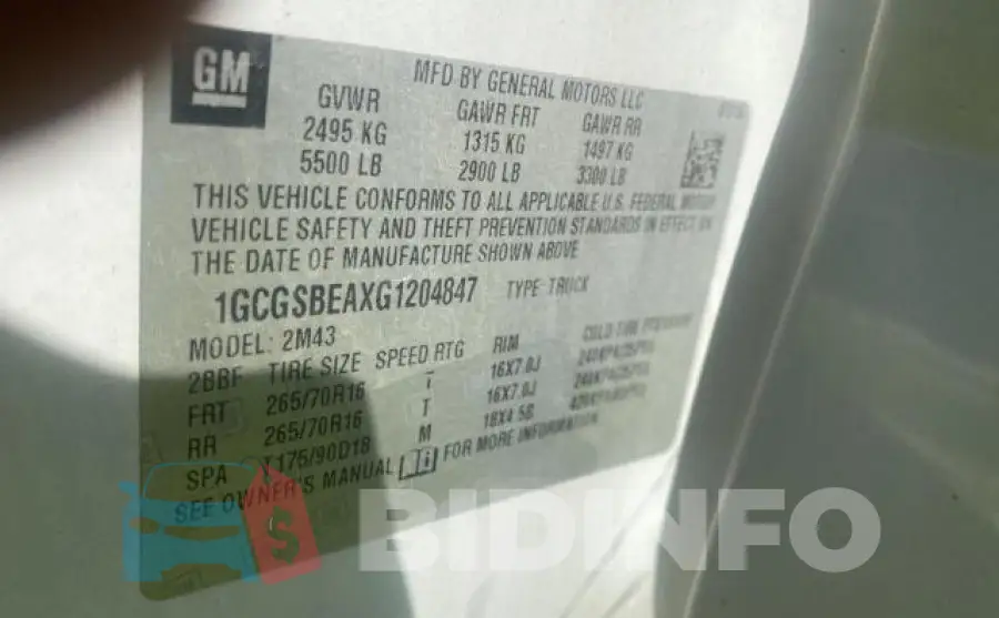 1GCGSBEAXG1204847 Photo# 10