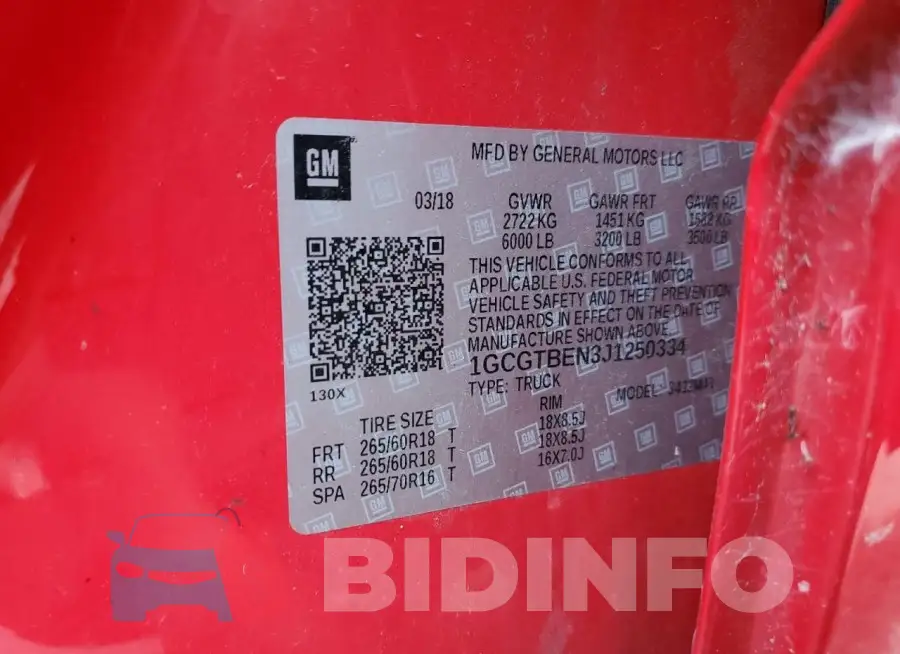 1GCGTBEN3J1250334 Photo# 12