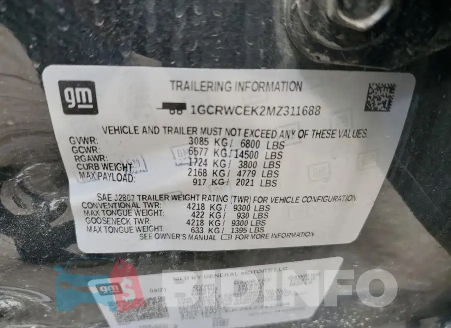 1GCRWCEK2MZ311688 Photo# 12