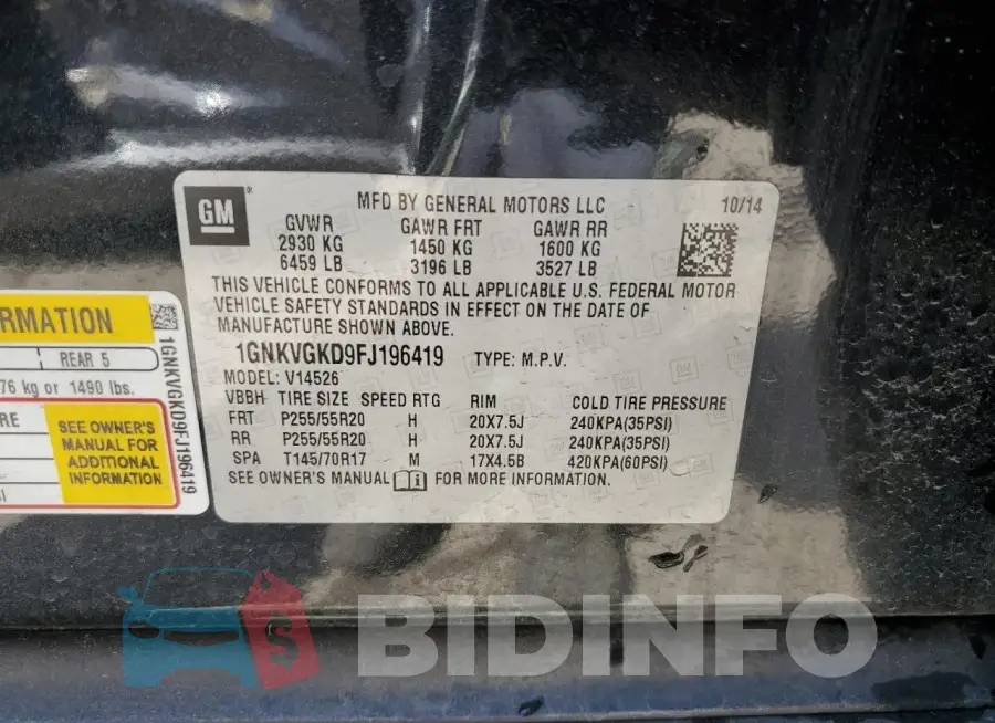 1GNKVGKD9FJ196419 Photo# 13