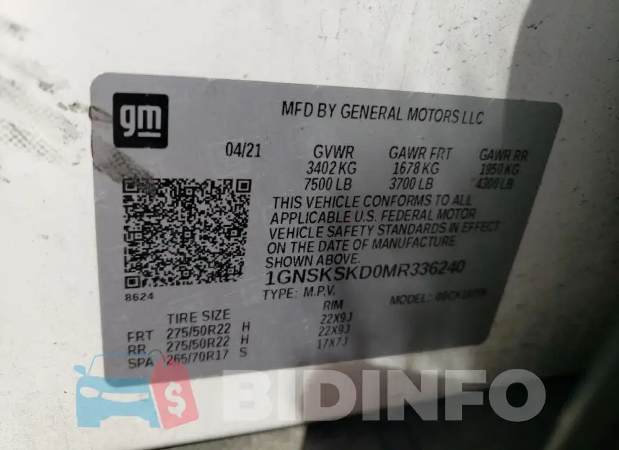 1GNSKSKD0MR336240 Photo# 13