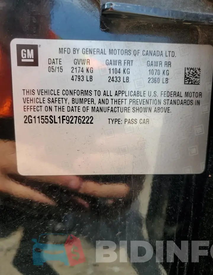 2G1155SL1F9276222 Photo# 13