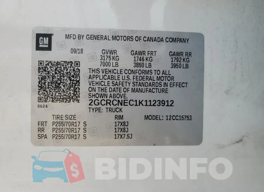 2GCRCNEC1K1123912 Photo# 12