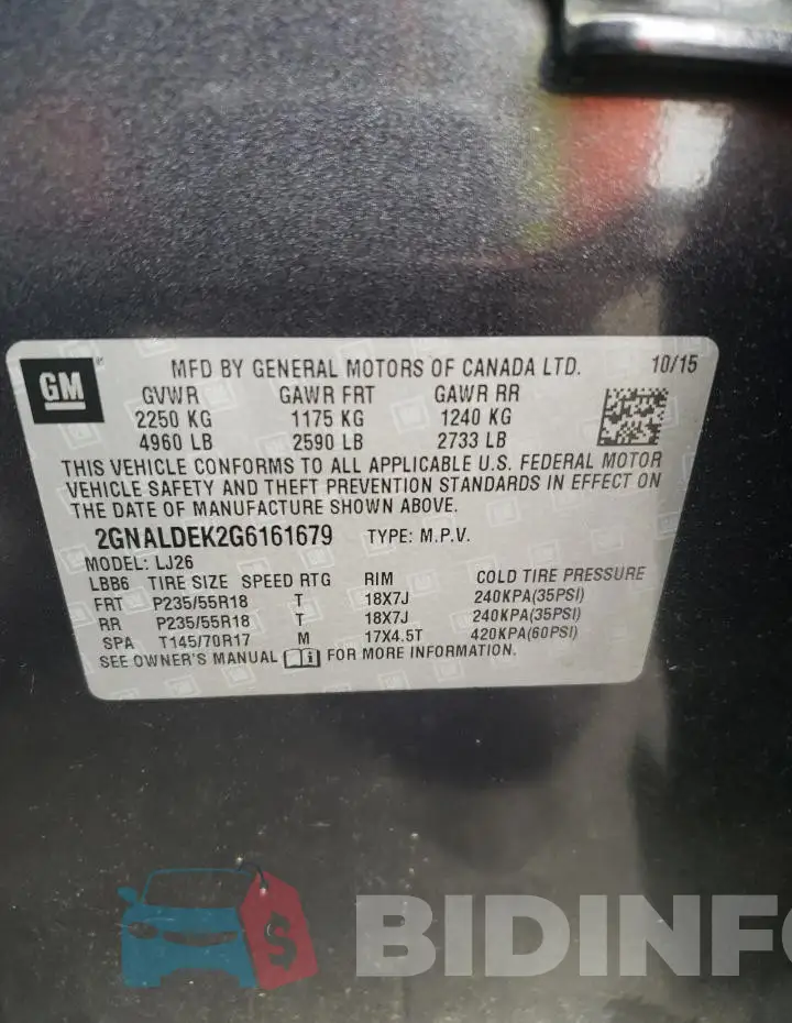 2GNALDEK2G6161679 Photo# 13