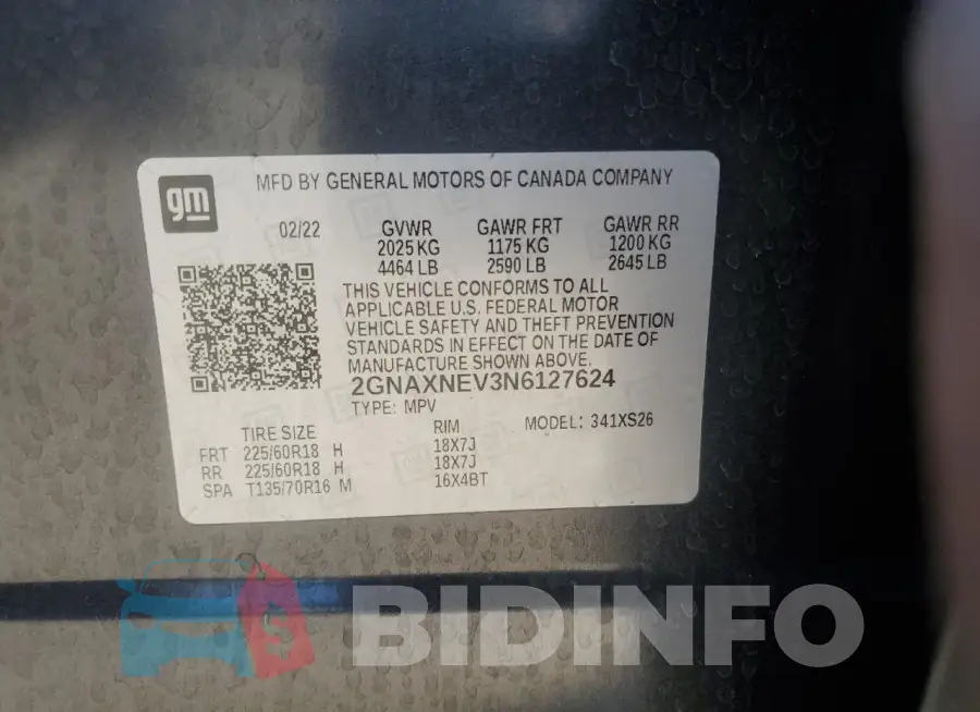 2GNAXNEV3N6127624 Photo# 13