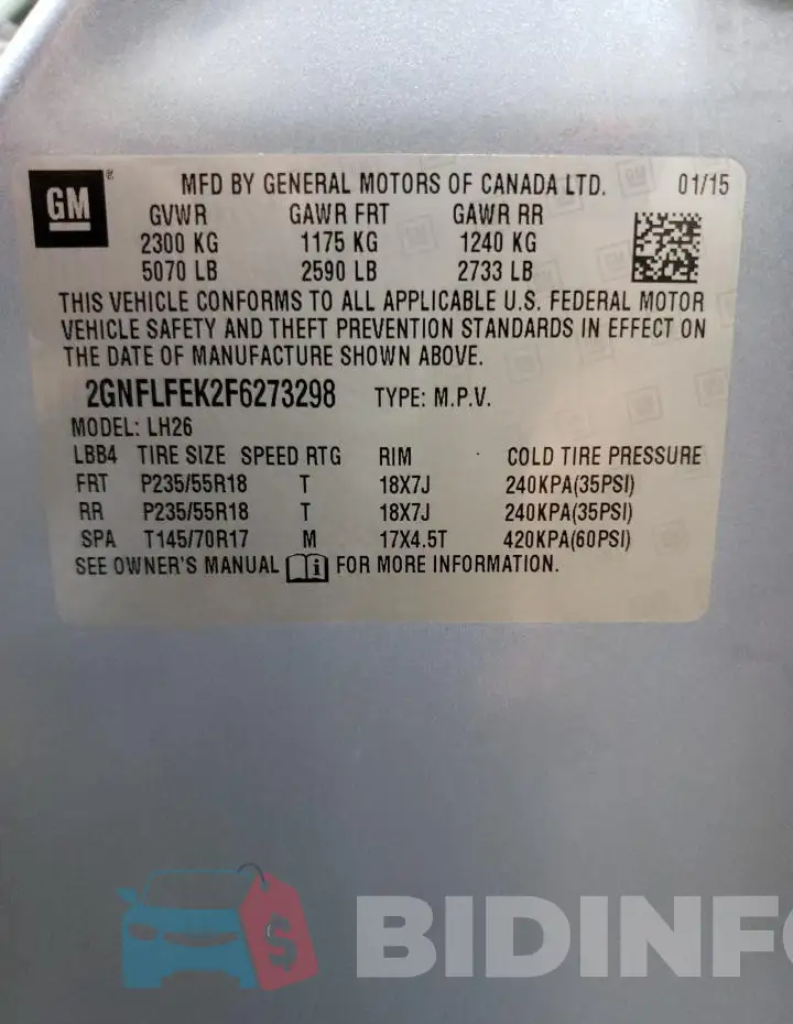 2GNFLFEK2F6273298 Photo# 13