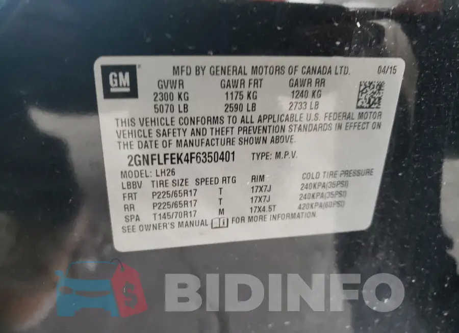 2GNFLFEK4F6350401 Photo# 12