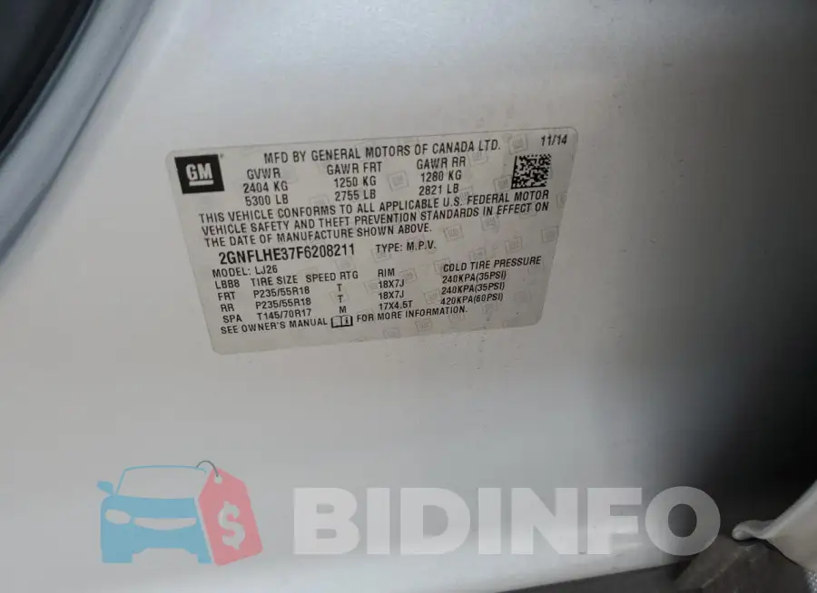 2GNFLHE37F6208211 Photo# 12