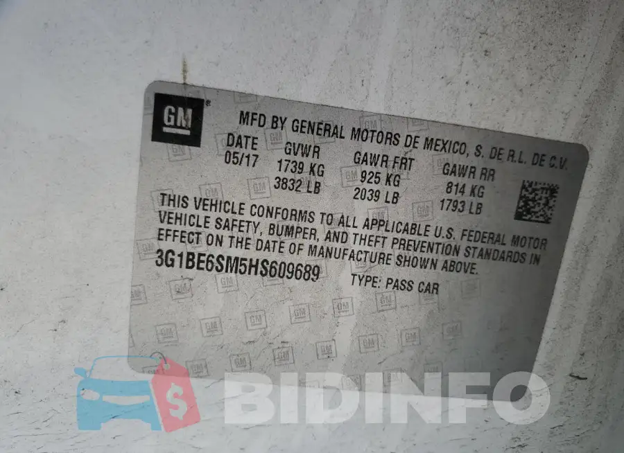 3G1BE6SM5HS609689 Photo# 12