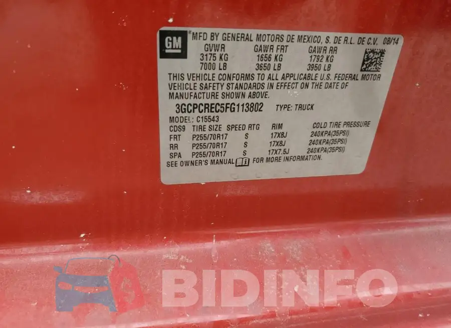 3GCPCREC5FG113802 Photo# 12