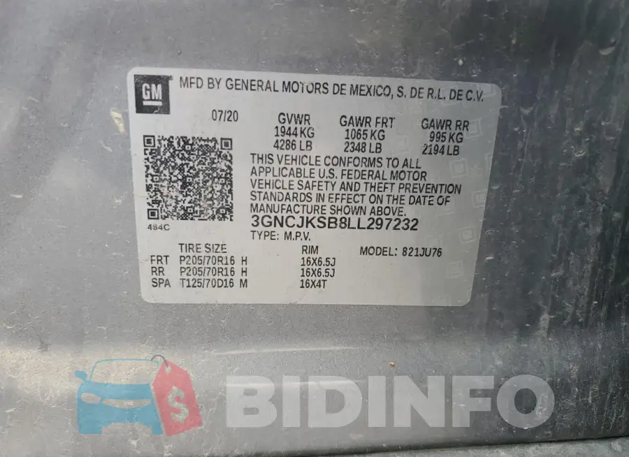3GNCJKSB8LL297232 Photo# 13