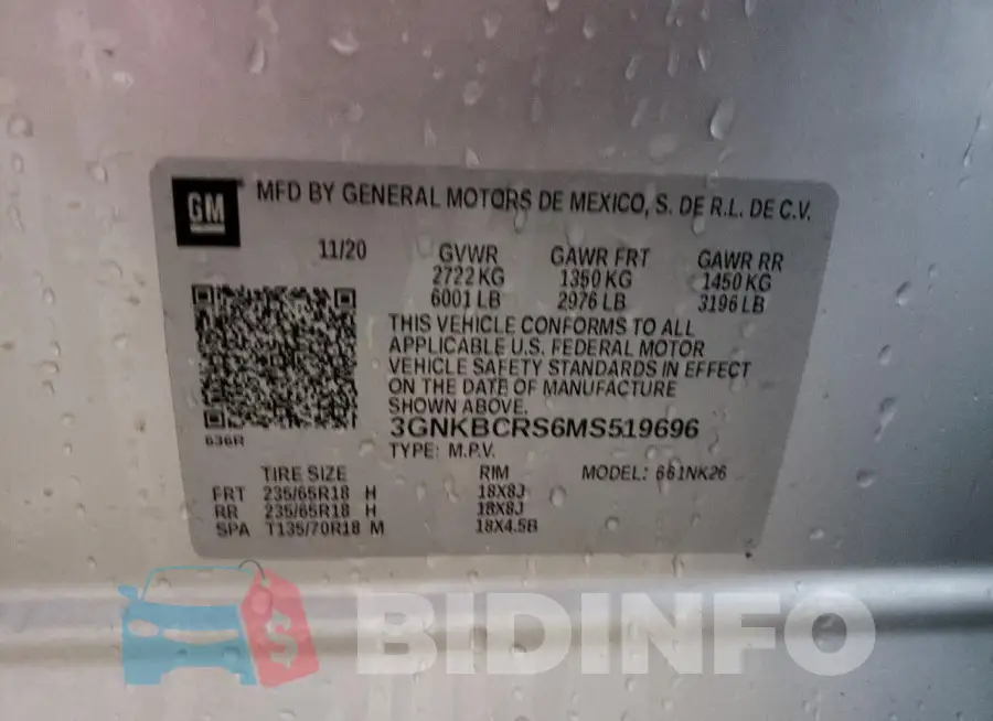 3GNKBCRS6MS519696 Photo# 12