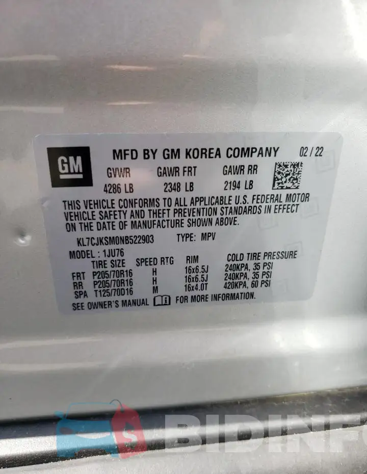 KL7CJKSM0NB522903 Photo# 14