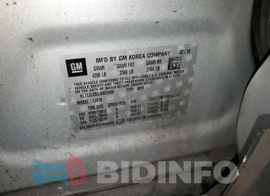 KL7CJLSB5JB653405 Photo# 13