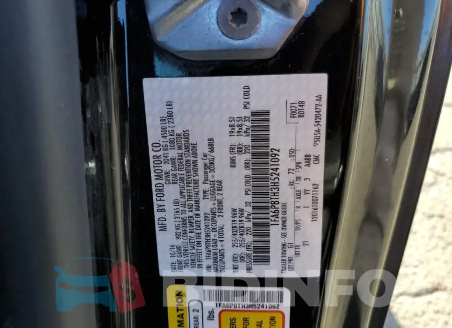 1FA6P8TH3H5241092 Photo# 12
