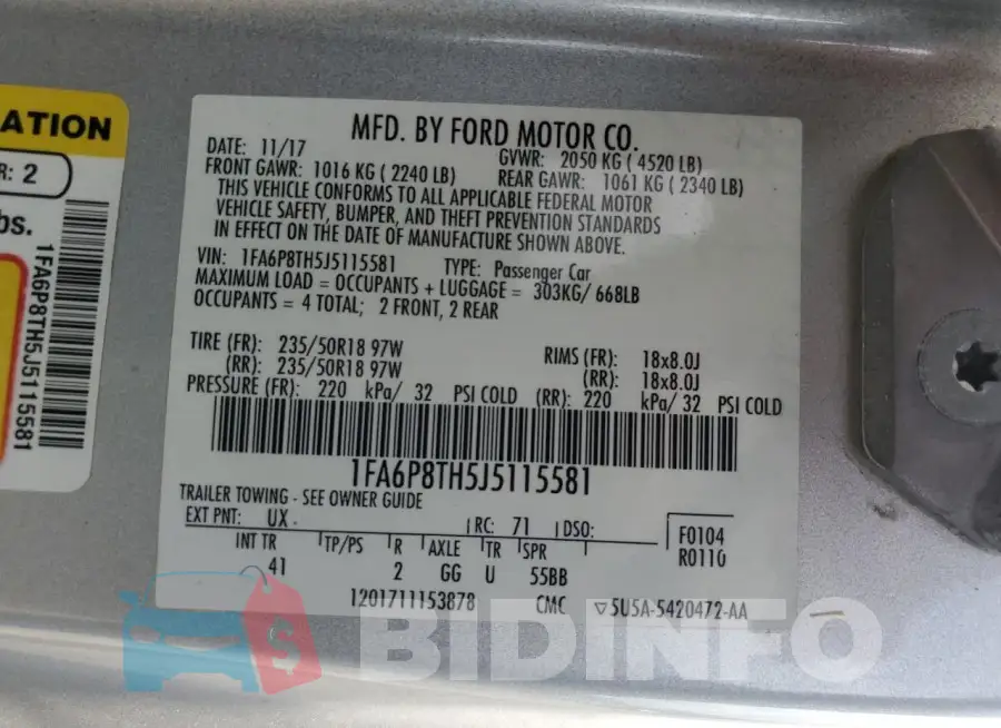 1FA6P8TH5J5115581 Photo# 12