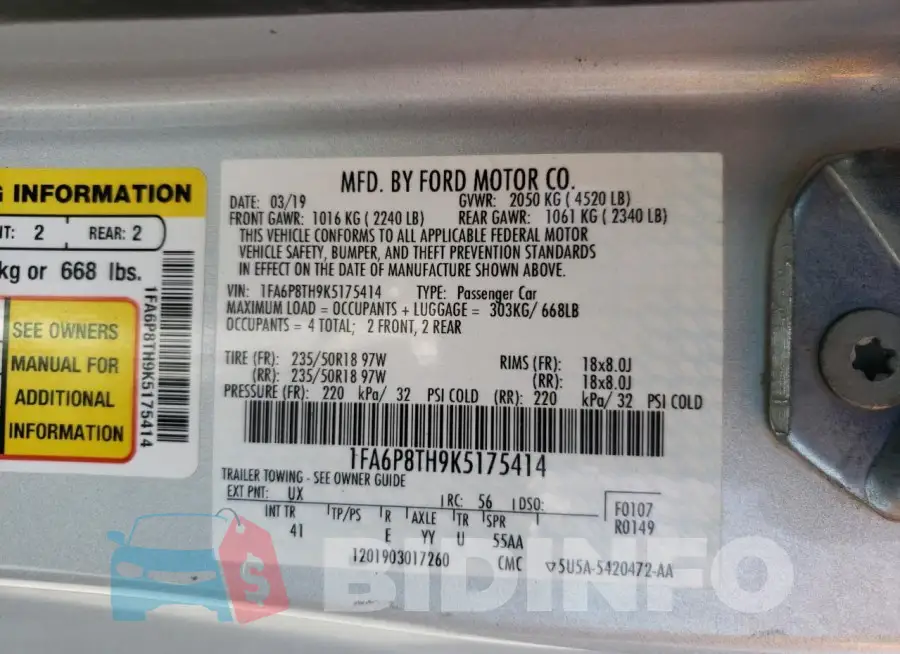 1FA6P8TH9K5175414 Photo# 13