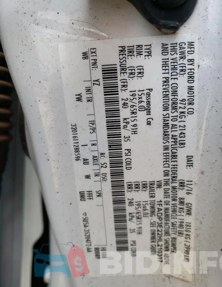 1FADP3E22HL210317 Photo# 12