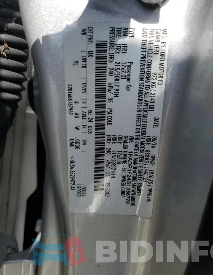 1FADP3F24GL356778 Photo# 12
