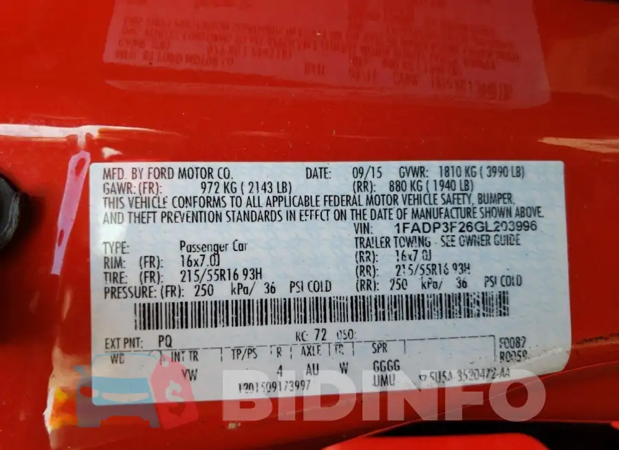 1FADP3F26GL203996 Photo# 12