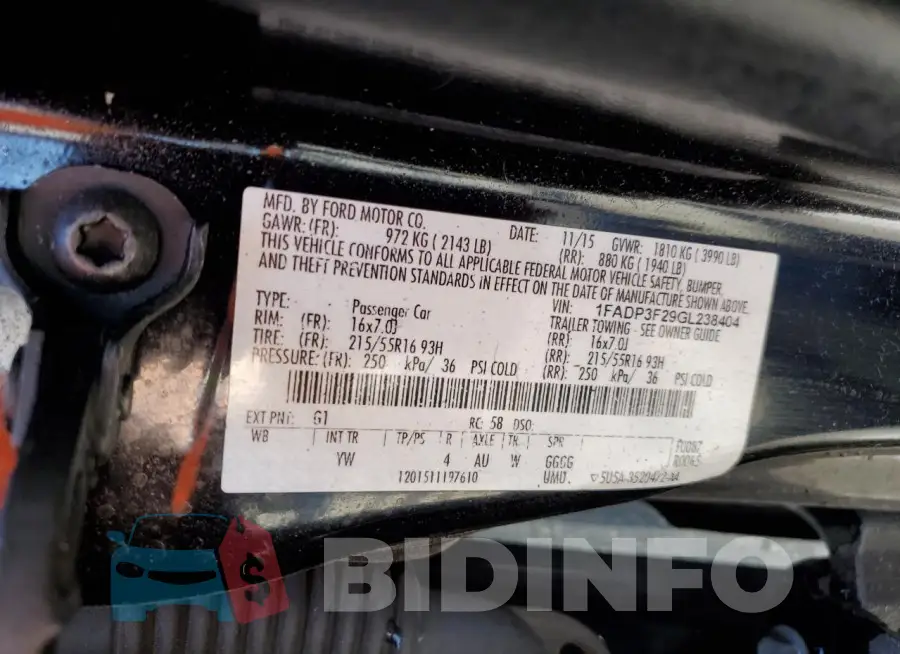 1FADP3F29GL238404 Photo# 12
