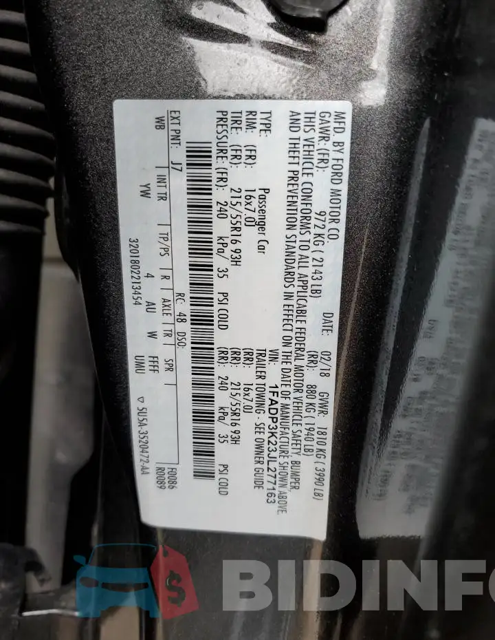 1FADP3K23JL277163 Photo# 12
