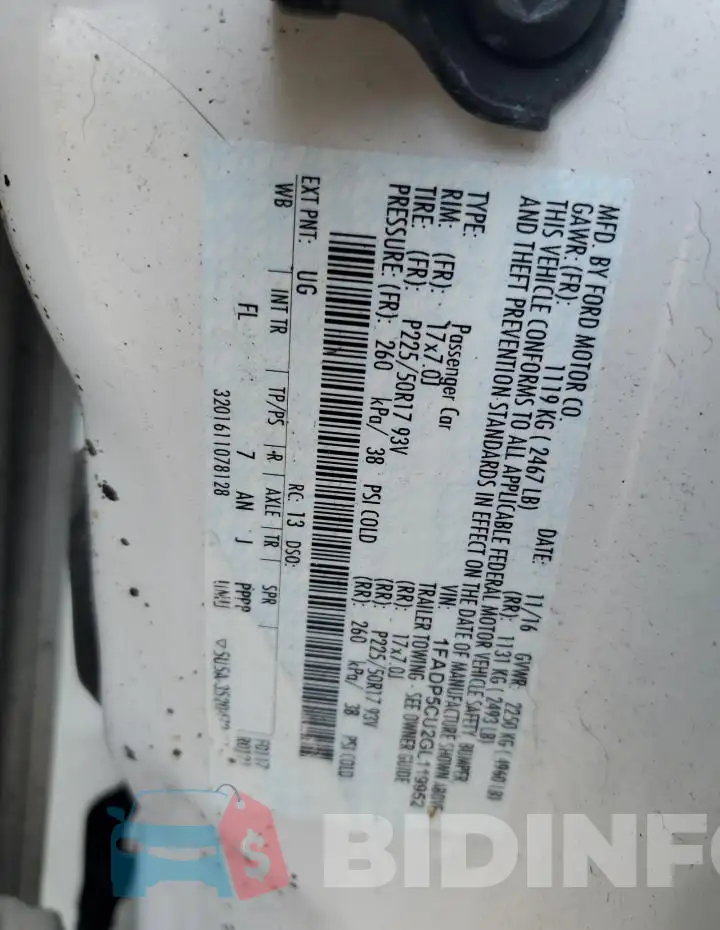 1FADP5CU2GL119952 Photo# 12