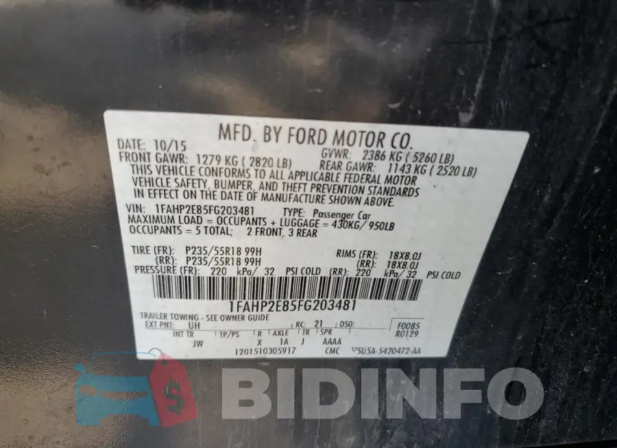 1FAHP2E85FG203481 Photo# 12