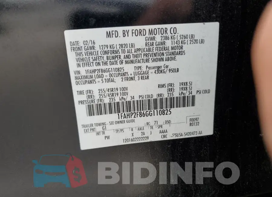 1FAHP2F86GG110825 Photo# 12